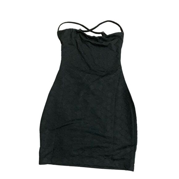 Luvalot womens solid black new Bodycon tank mini dress 2 xs - Picture 1 of 5